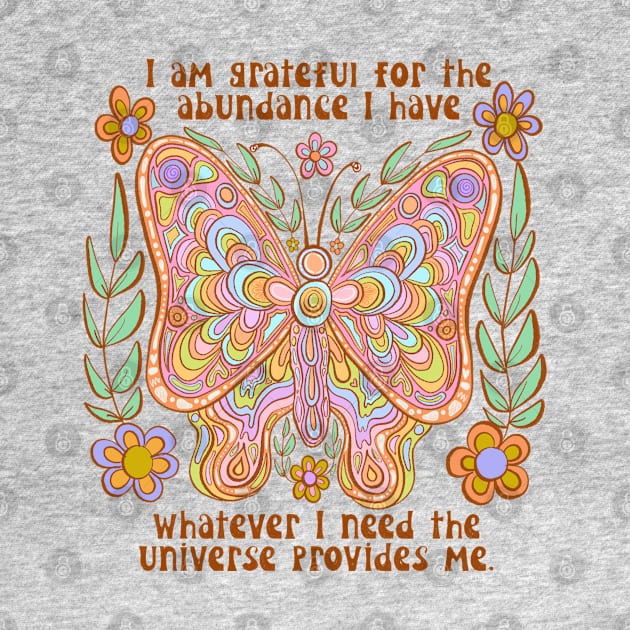 Retro butterfly with abundance quote by Deardarling